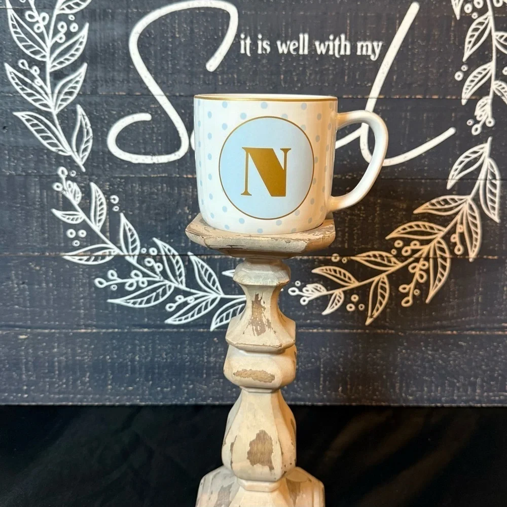 Target-Polka Dot Mug with Gold “N” Initial